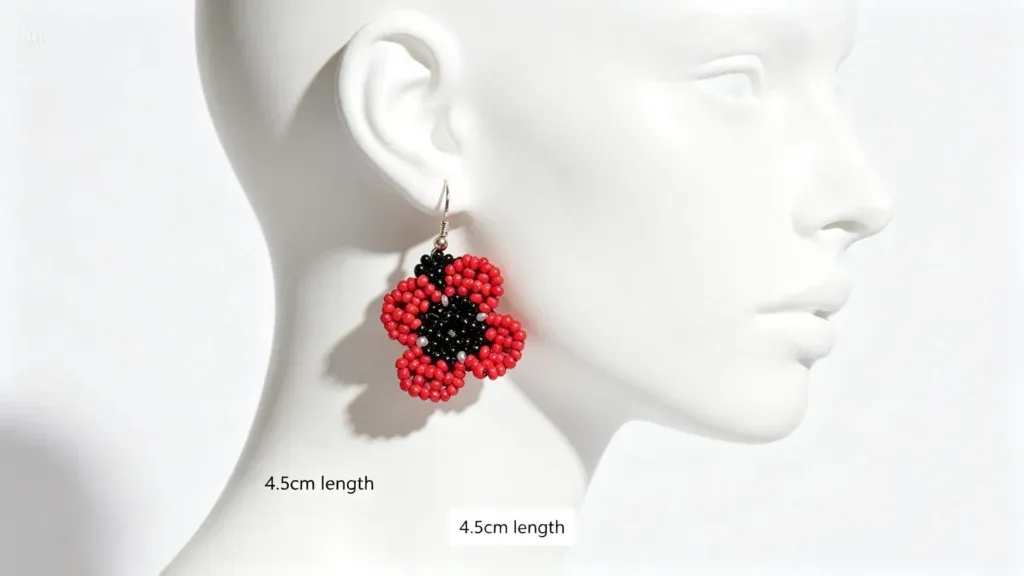 Red Poppy Beaded Earrings | ANZAC Day Remembrance Jewelry