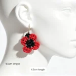 Red Poppy Beaded Earrings | ANZAC Day Remembrance Jewelry