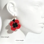 Red Poppy Beaded Earrings | ANZAC Day Remembrance Jewelry